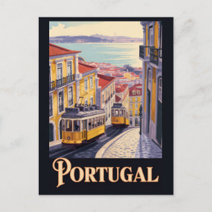 Portugal Lissabon Silhouette Illustratie Reis Kuns Briefkaart