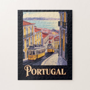 Portugal Lissabon Silhouette Illustratie Reis Kuns Legpuzzel