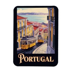Portugal Lissabon Silhouette Illustratie Reis Kuns Magneet