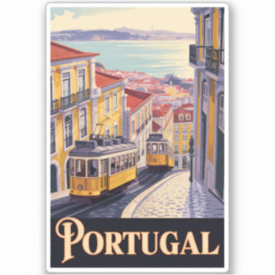 Portugal Lissabon Silhouette Illustratie Reis Kuns Sticker