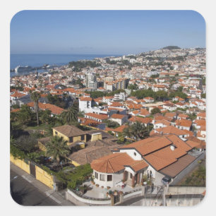 Portugal, Madeira, Funchal. Kabelauto Vierkante Sticker