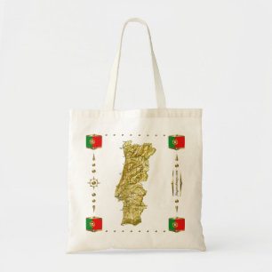 Portugal Map + Flags Bag Tote Bag