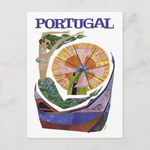 Portugal, mix van toeristische attracties, vintage briefkaart