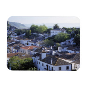 Portugal, Obidos. Verhoogd uitzicht van witgewasse Magneet