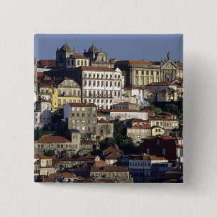 Portugal, Oporto (Porto). Historische huizen en Vierkante Button 5,1 Cm