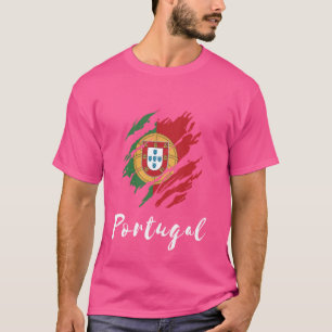 Portugal Outline Scratch Pride Portugese Vlag Hea T-shirt