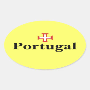 Portugal* Ovale Sticker met Portugees kruis