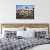 Portugal, Porto, kat met wijnvaten Canvas Afdruk (Insitu (Slaapkamer))