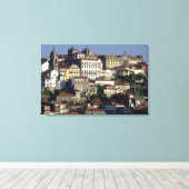 Portugal, Porto (Porto). Historische huizen en Canvas Afdruk (Insitu (Houten vloer))