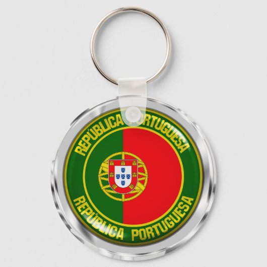 Portugal Round Emblem Sleutelhanger (Voorkant)