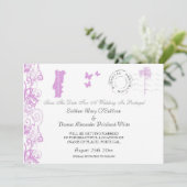 Portugal Save The Date in pruim en wit (Staand voorkant)