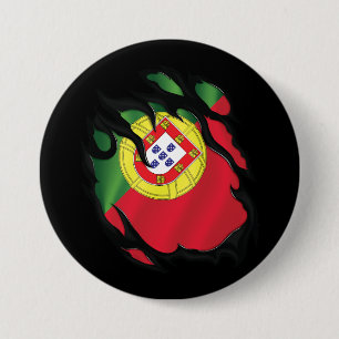 portugal scheurde vlag ronde button 7,6 cm