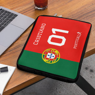 Portugal Vlag Aangepaste Teamnaam & Nummer Laptop Sleeve