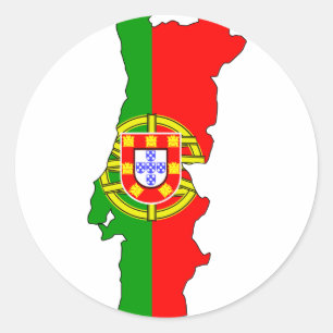 Portugal vlag kaart ronde sticker