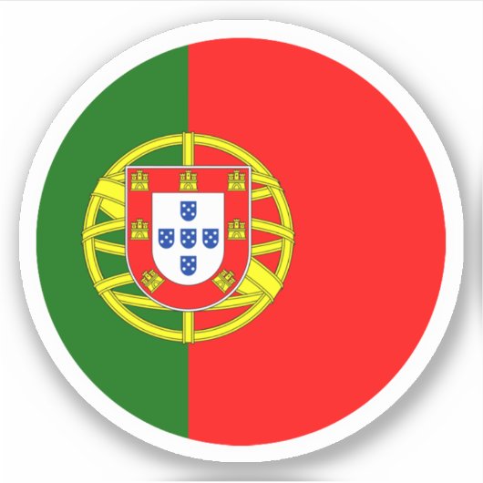 Portugal Vlag Ronde Sticker (Voorkant)
