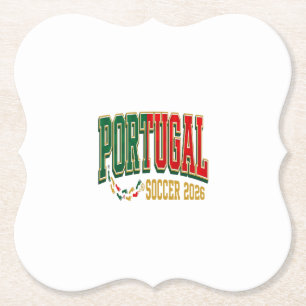 Portugal Voetbal 2026 Voetbal Vet Land Typografie Kartonnen Onderzetters