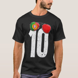 Portugal Voetballer Nummer 10 Portugese vlag T-shirt