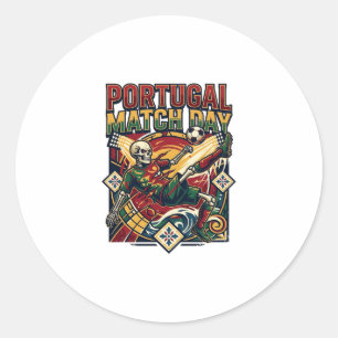 Portugal Wedstrijddag Skelet Aanvaller Naties Land Ronde Sticker