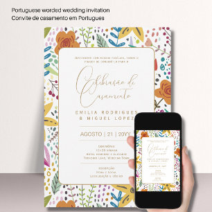 Portuge gebruik Casamento Flores Azuis Rústicas Kaart