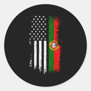 Portugees Amerikaans Vlaggentrots Portugal Verenig Ronde Sticker