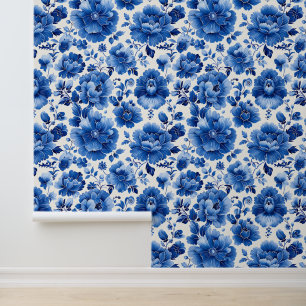 Portugees Azulejo Blauw Bloemen Delfts Tegel Patro Behang