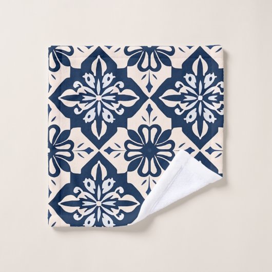 Portugees Azulejo Blauw en Wit Bad Handdoek (Wasdoekje)