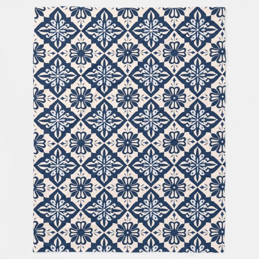 Portugees Azulejo Blauw en Wit Fleece Deken (Voorkant)