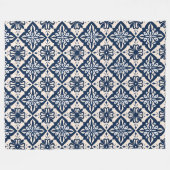 Portugees Azulejo Blauw en Wit Fleece Deken (Voorkant (Horizontaal))