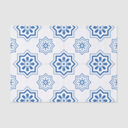  Portugees Azulejo BLUE Tile Pattern Tissuepapier (Voorkant)