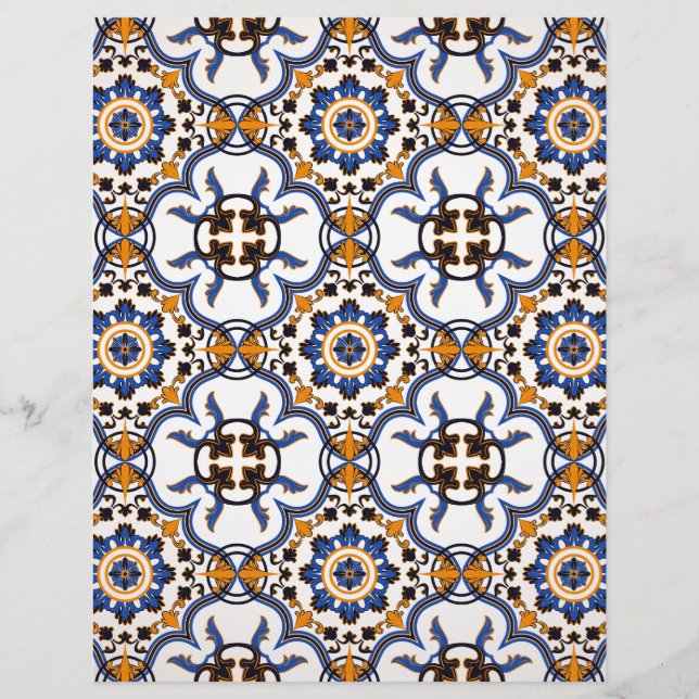  Portugees Azulejo Blue Yellow Pattern (Voorkant)
