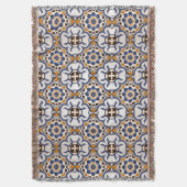  Portugees Azulejo Blue Yellow Pattern Deken (Voorkant Verticaal)