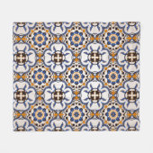 Portugees Azulejo Blue Yellow Pattern Fleece Deken (Voorkant (Horizontaal))