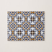 Portugees Azulejo Blue Yellow Pattern Legpuzzel (Horizontaal)