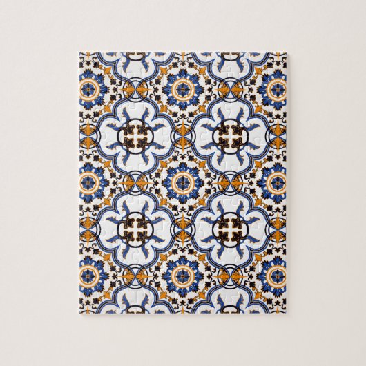 Portugees Azulejo Blue Yellow Pattern Legpuzzel (Verticaal)