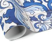  Portugees Azulejo Tile Pattern Cadeaupapier (Rol Hoek)