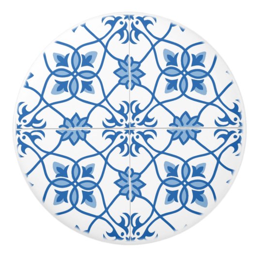 Portugees Azulejo Tile Pattern Keramische Knop (Voorkant)