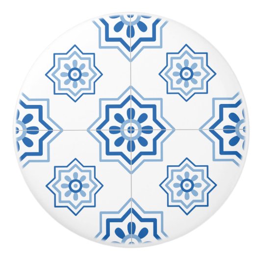 Portugees Azulejo Tile Pattern Keramische Knop (Voorkant)