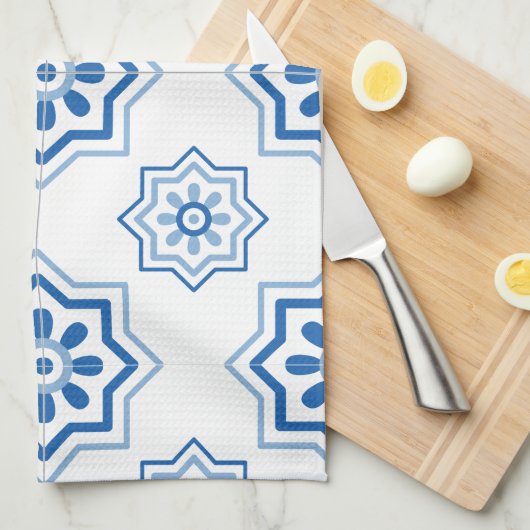 Portugees Azulejo Tile Pattern Theedoek (Quarter Fold)