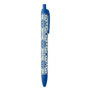 Portugees Azulejos Blue Floral Tile Pattern Blauwe Inkt Pen