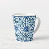 Portugees Azulejos Blue Floral Tile Pattern Latte Mok (Rechterhoek)