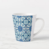 Portugees Azulejos Blue Floral Tile Pattern Latte Mok (Rechts)
