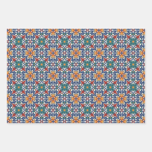 Portugees Azulejos Tile Pattern Inpakpapier Vel (Voorkant)