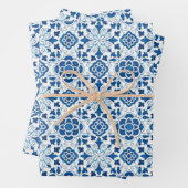 Portugees blauw Azulejos Tile Pattern Inpakpapier Vel (In situ)