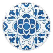 Portugees blauw Azulejos Tile Pattern Keramische Knop (Voorkant)
