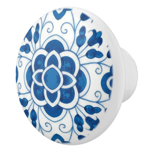 Portugees blauw Azulejos Tile Pattern Keramische Knop (Rechts)