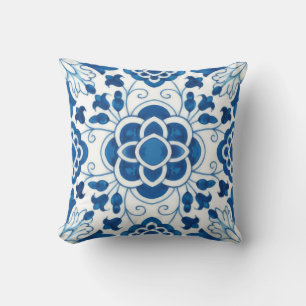 Portugees blauw Azulejos Tile Pattern Kussen