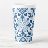  Portugees blauw Azulejos Tile Pattern Latte Mok (Voorkant)