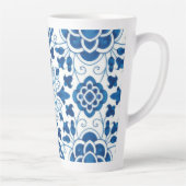  Portugees blauw Azulejos Tile Pattern Latte Mok (Rechts)