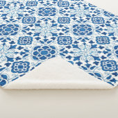  Portugees blauw Azulejos Tile Pattern Sherpa Deken (3/4)