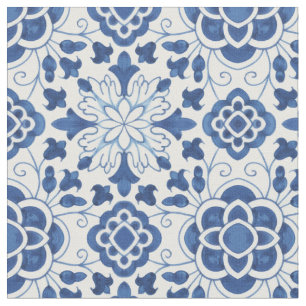  Portugees blauw Azulejos Tile Pattern Stof